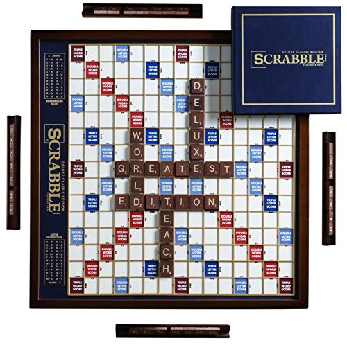 WS Game Company Scrabble Deluxe Edition avec plateau de jeu rotatif en bois