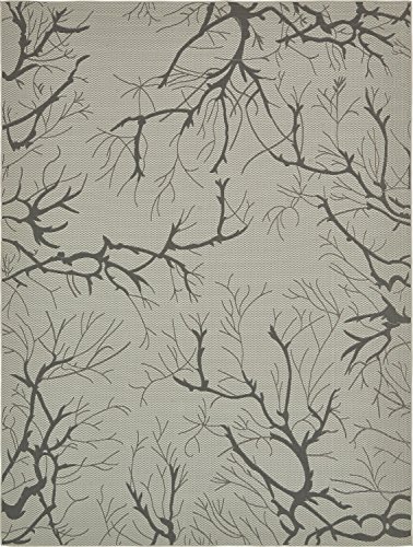 Unique Loom Outdoor Botanical Collection Tapis transitionnel abstrait pictural intérieur et extérieur gris clair tissé à plat (9 pi 0 x 12 pi 0)