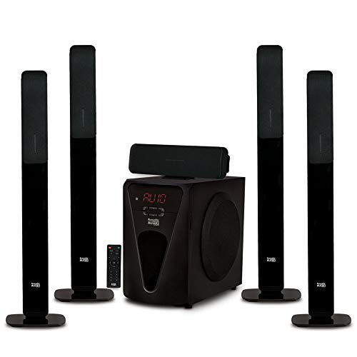 Acoustic Audio by Goldwood Acoustic Audio AAT5005 Système de haut-parleurs de cinéma maison Bluetooth Tower 5.1 avec caisson de basses alimenté de 8 pi