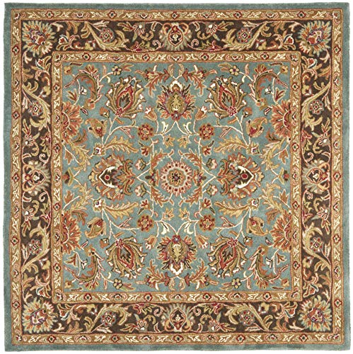 Safavieh Heritage Collection HG812B Tapis carré traditionnel oriental en laine bleu et marron fabriqué à la main (carré de 6 pi)
