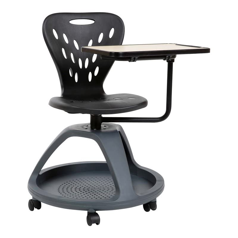 Flash Furniture Chaise de bureau mobile avec rotation de la tablette à 360 degrés et compartiment de rangement sous le siège