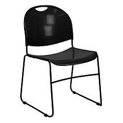 Flash Furniture 5 pièces Chaise empilable noire ultra-compacte de la série HERCULES d'une capacité de 880 lb avec cadre chromé