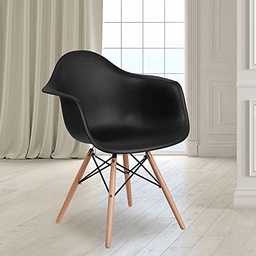Flash Furniture Chaise en plastique de la série Alonza avec base en bois
