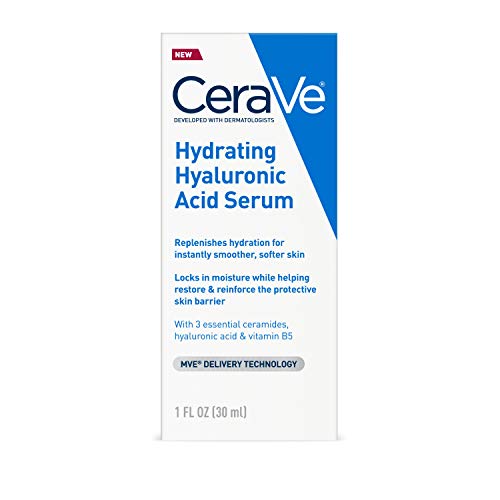 CeraVe Sérum d'acide hyaluronique pour le visage avec vitamine B5 et céramides | Sérum hydratant visage pour peau sèche | Sans parfum | 1 once