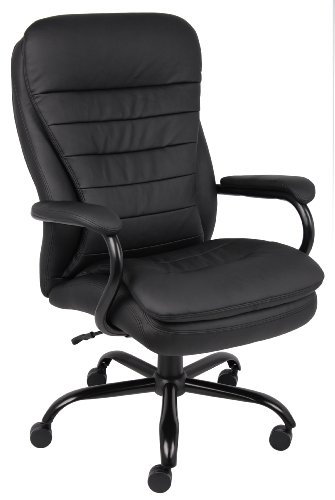 Boss Office Products Chaise en cuir double peluche robuste avec capacité de poids de 350 lb en brun bombardier