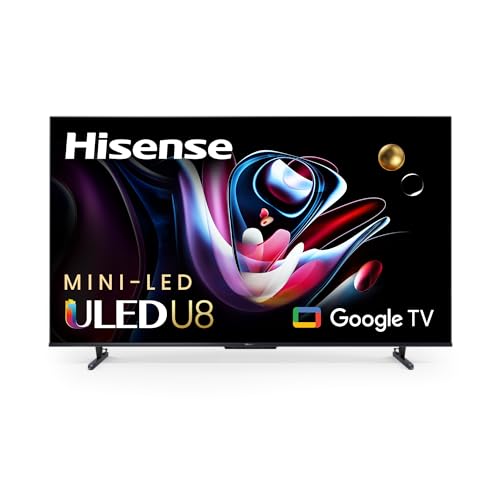 Hisense 65-Inch Class U8 Series Mini-LED ULED 4K UHD Google Smart TV (65U8K) - QLED, 480 Motion Rate, 144Hz Game Mode Pro, Dolby Vision IQ, HDMI 2.1, Alexa Compatibility, 2.1.2 Multi-Channel Audio