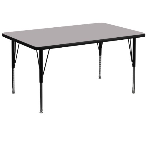 Flash Furniture Table d'activités rectangulaire avec plateau en stratifié thermofusionné gris/pieds préscolaires réglables en hauteur
