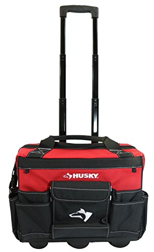 Husky GP-43196N13 18' 600-Denier Red Water Resistant Tool Rolling Tool Tote Bag with Telescoping Handle