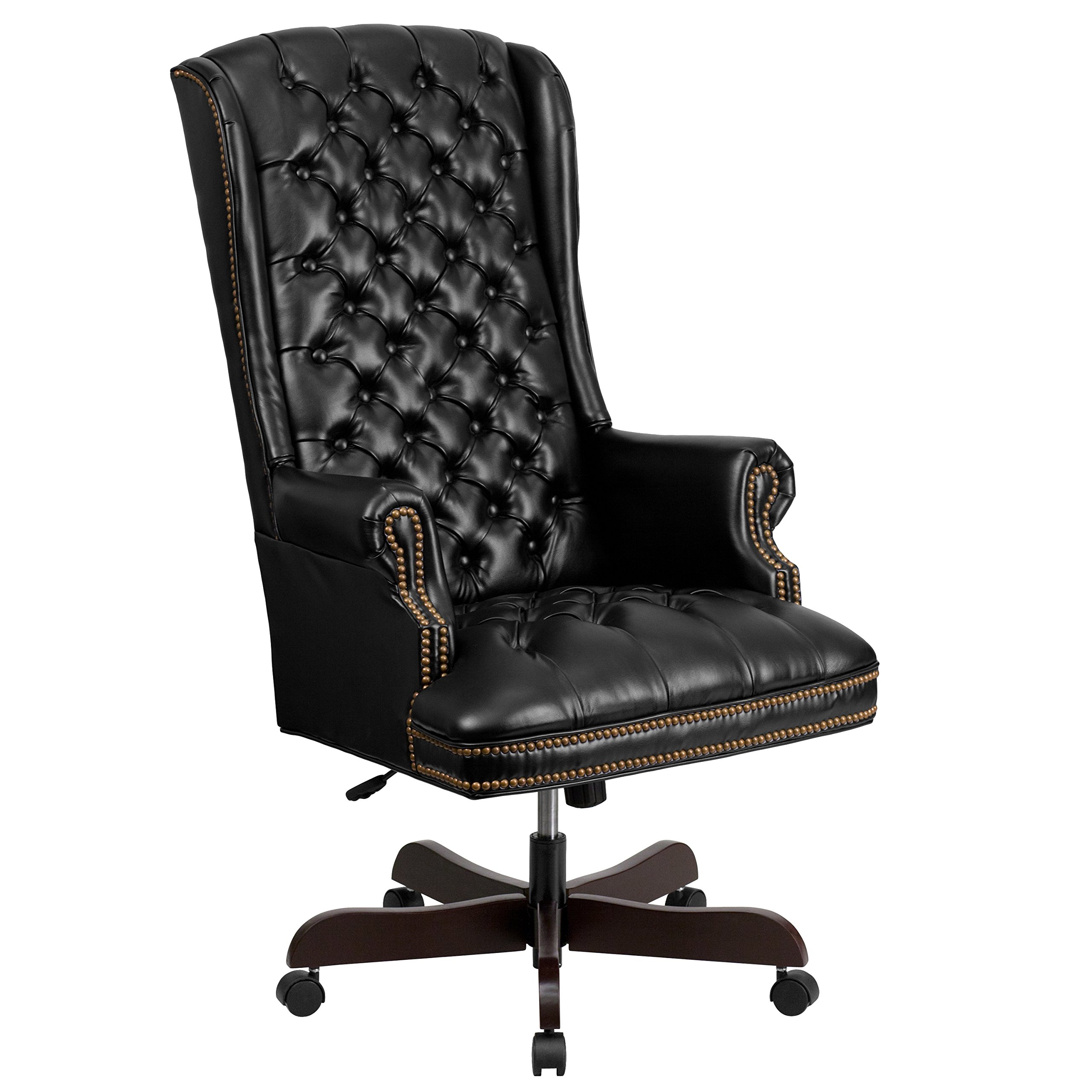 Flash Furniture Chaise de bureau exécutive traditionnelle en cuir capitonné à dossier haut