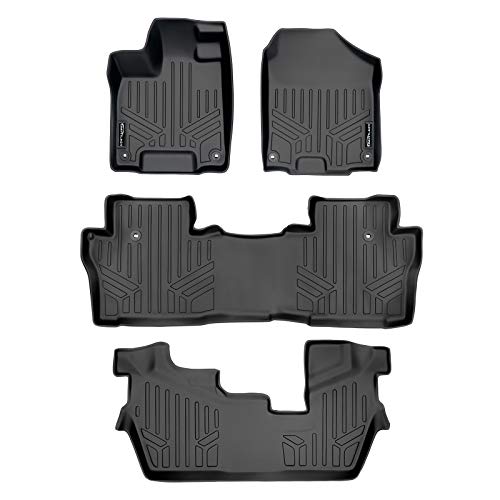 MAX LINER MAXLINER Tapis de sol sur mesure 3 rangées Noir pour modèle Honda Pilot 8 passagers 2016-2021 (pas de modèles Elite)