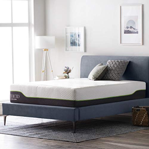  Lucid Matelas hybride entièrement en latex de 12 pouces - Mousse à mémoire de forme - Couche de latex réactive - Bobines d'acier de première qualité - Sensation moyenne ferme - Température neutre...