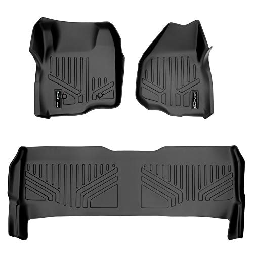 MAX LINER MAXLINER Tapis de sol 2 rangées Noir pour Ford F-250/F-350/F-450/F-550 Super Duty Crew Cab 2011-2012 avec pédale latérale enfoncée pour le conducteur