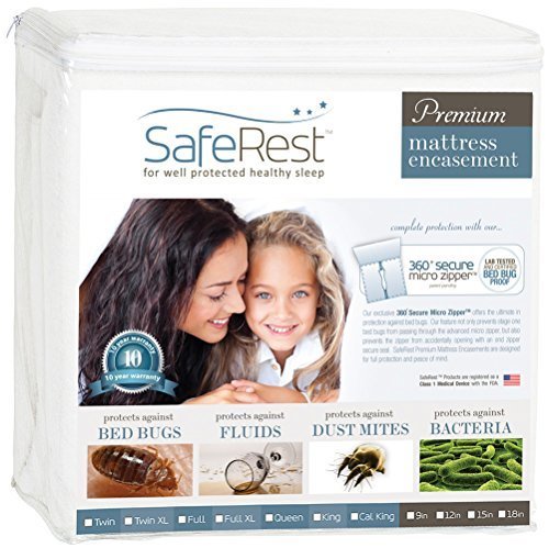 SafeRest Protège-matelas zippé - Housse de matelas imperméable de qualité supérieure pour lit - Housse de matelas lavable respirante et silencieuse