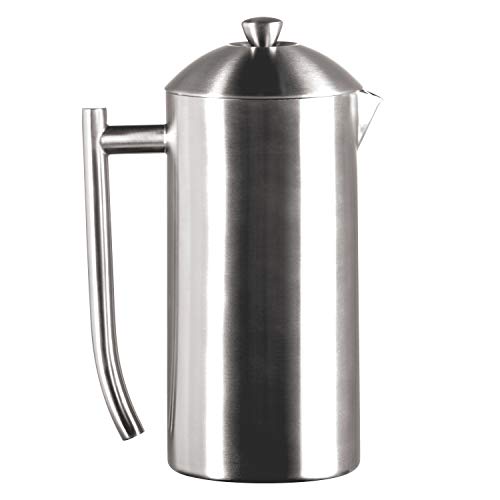 Frieling Cafetière à piston à double paroi en acier inoxydable USA avec double écran zéro sédiment