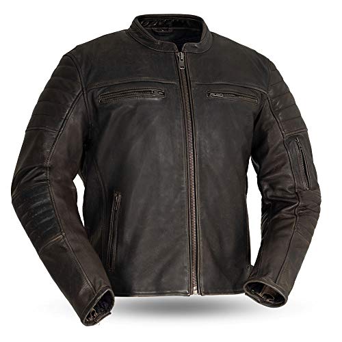 First Mfg Co .- Commuter- Veste de moto en cuir pour homme | Veste en cuir pour homme pour se débarrasser