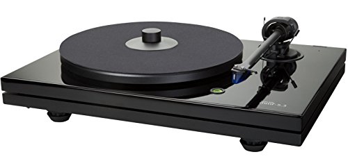 Music Hall Platine vinyle audiophile série MMF-5.3 avec cartouche bleue Ortofon 2M prémontée et bras de lecture en fibre de carbone de qualité supérieure (noir brillant)