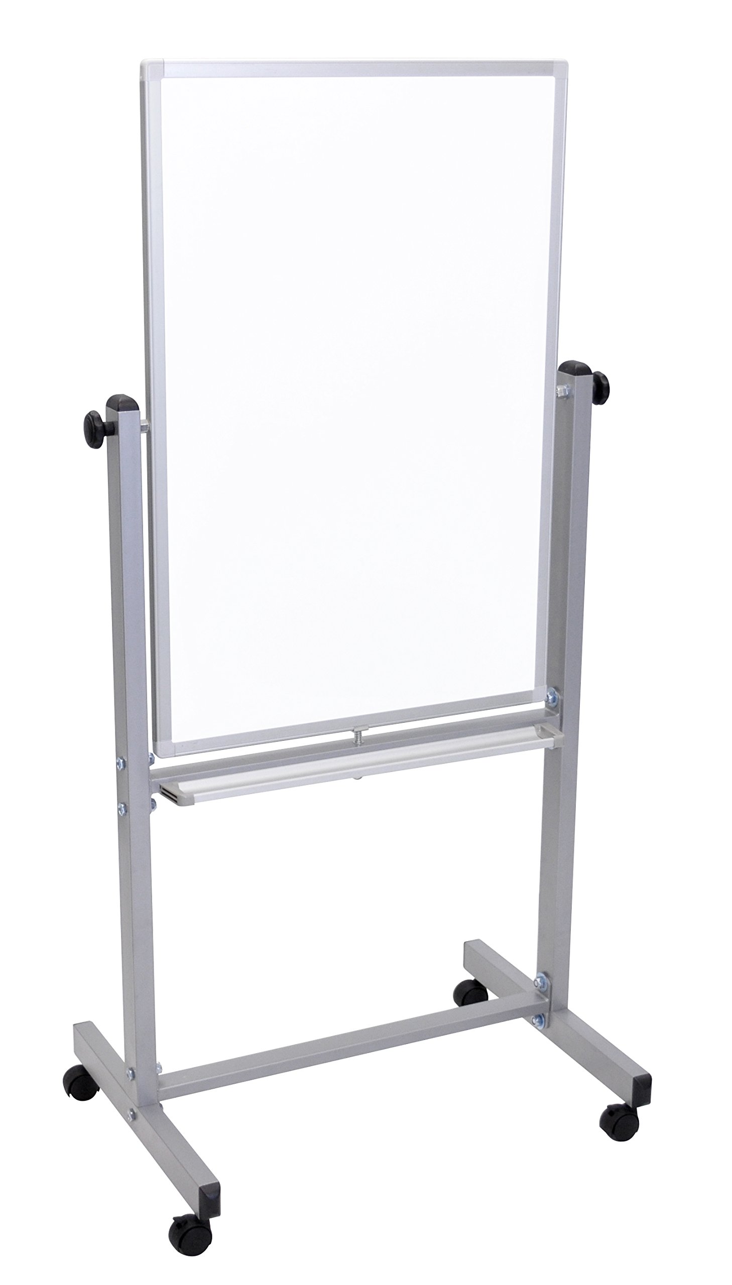 LUXOR Tableau blanc magnétique double face effaçable à sec mobile avec cadre et support en aluminium