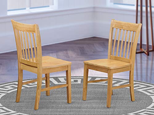  East West Furniture -- DROPSHIP East West Furniture NFC-OAK-W Chaises de salle à manger du milieu du siècle Norfolk - Ensemble de 2 chaises de salle à manger modernes avec assise en bois et cadre...