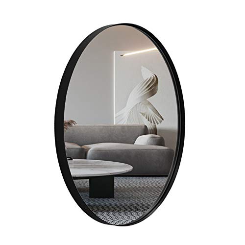 ANDY STAR Miroir mural ovale | 22x30x1 '' Miroir de salle de bain noir moderne avec cadre en métal en acier inoxydable 1 '' Deep Set Design