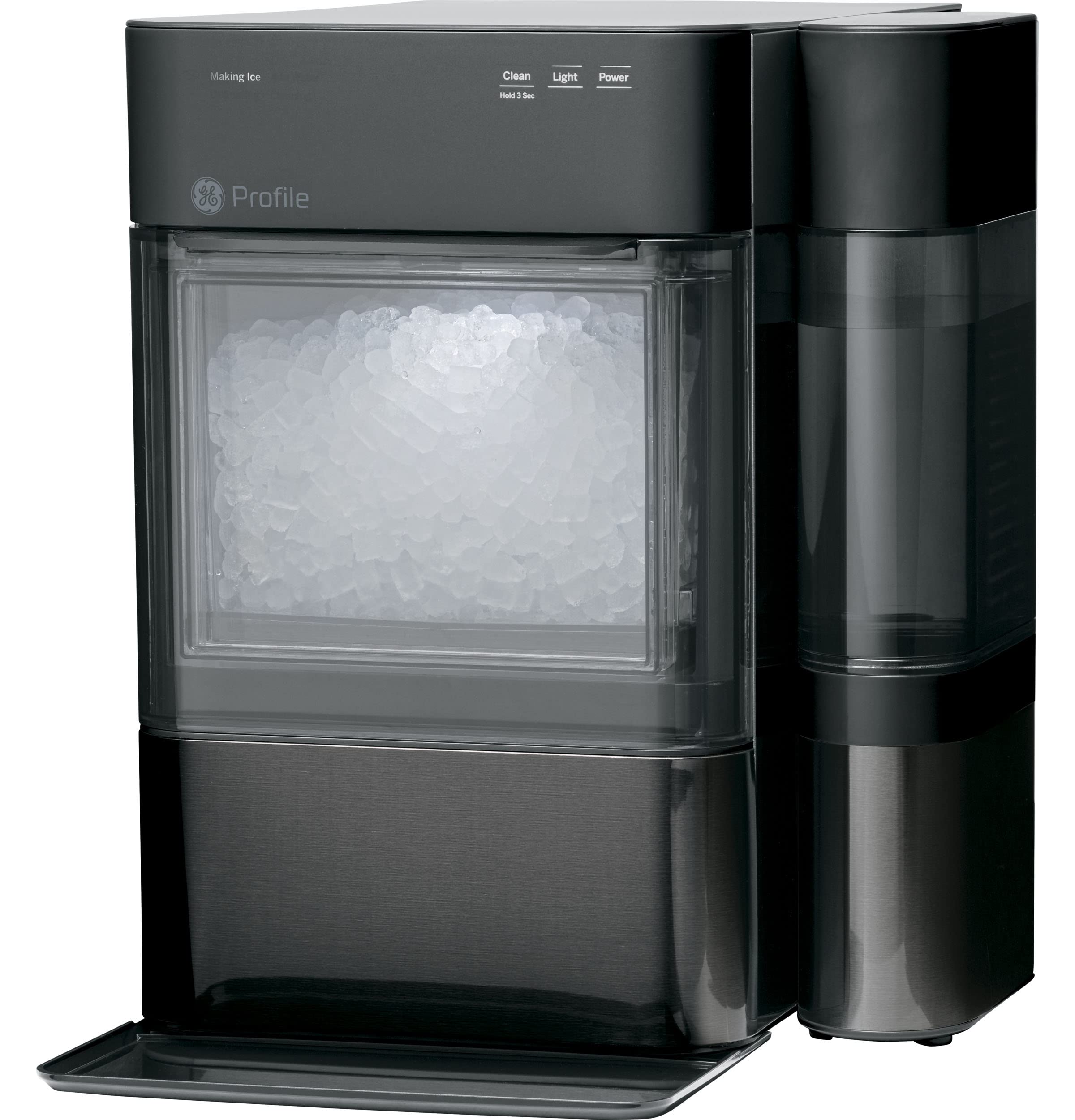 GE Profil Opale 2.0 | Machine à glaçons de comptoir avec réservoir latéral | Machine à glace avec connectivité WiFi | Essentiels de la cuisine pour la maison intellinte | Inox noir