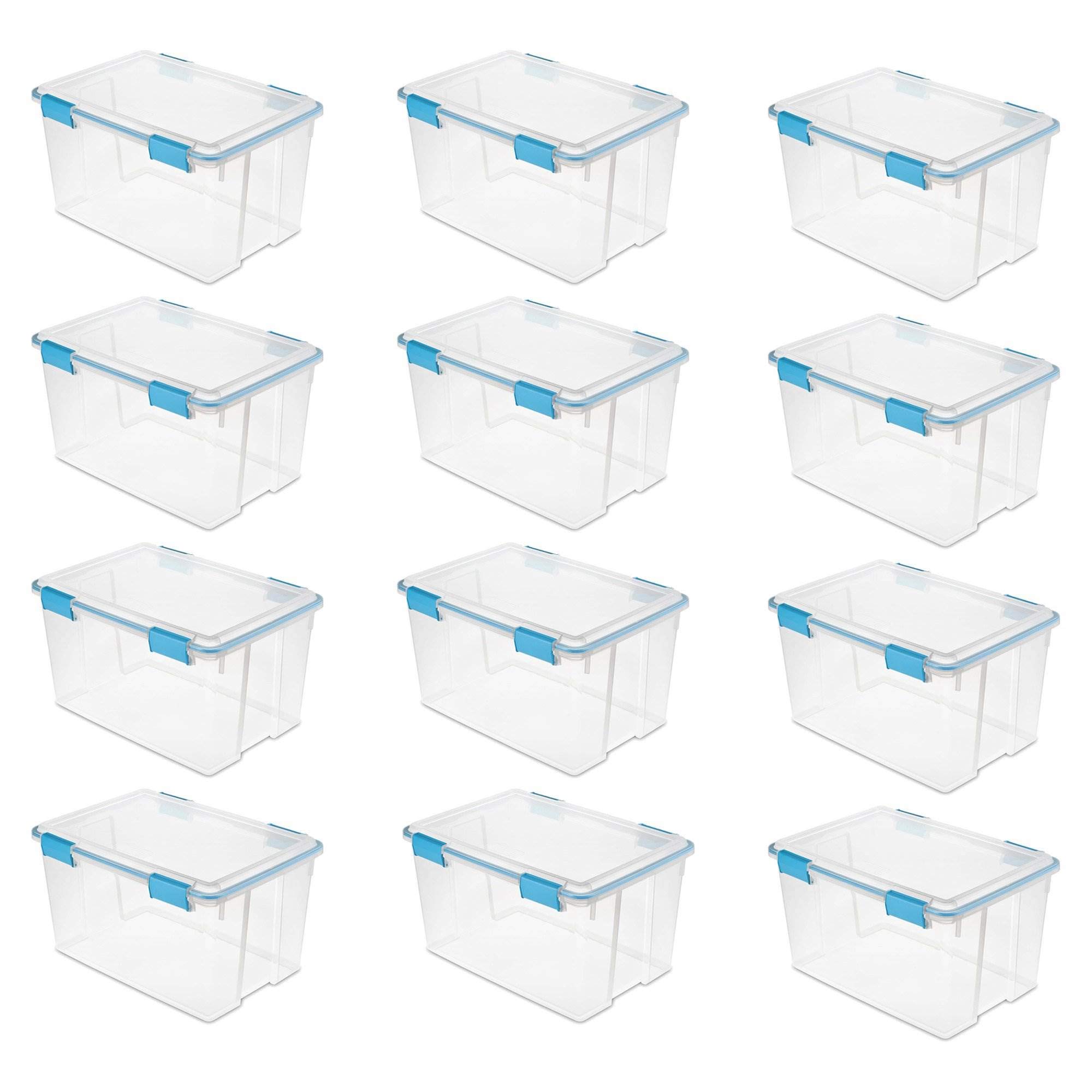 Sterilite Boîte de rangement empilable en plastique transparent de 54 pintes avec couvercle à verrouillage (lot de 12)