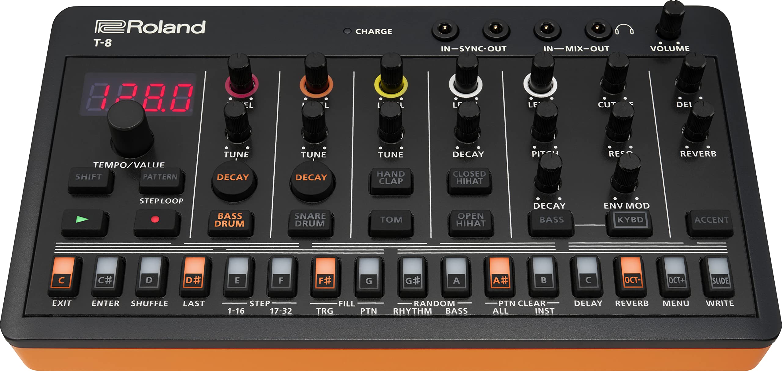 Roland  Sons de machine de basse ultra-portable AIRA Compact T-8 Beat | Séquenceur de batterie TR-REC | Six pistes rythmiques | Effets intégrés | Connectivité USB et MIDI