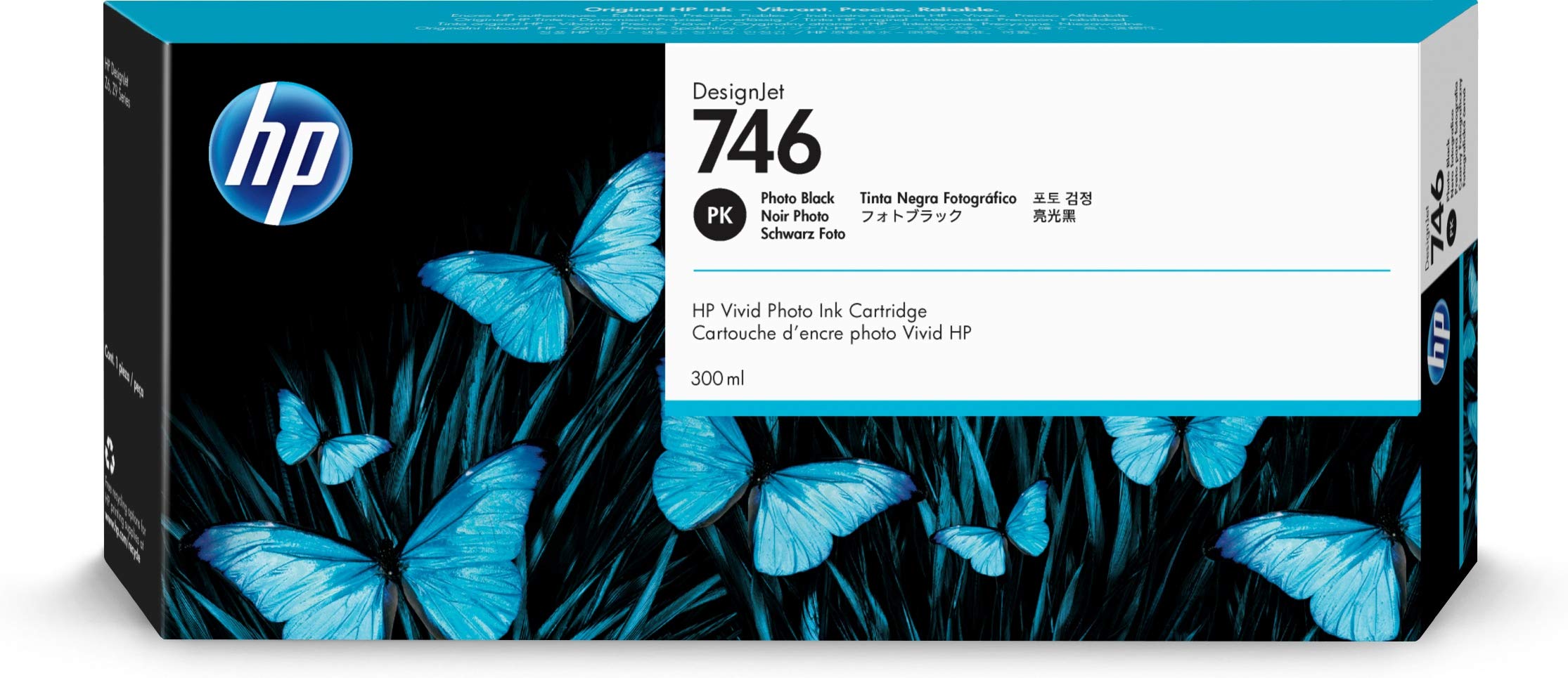 HP 746 Photo Noir Cartouche d'encre authentique de 300 ml (P2V82A) pour les imprimantes grand format DesignJet Z6 et Z9+