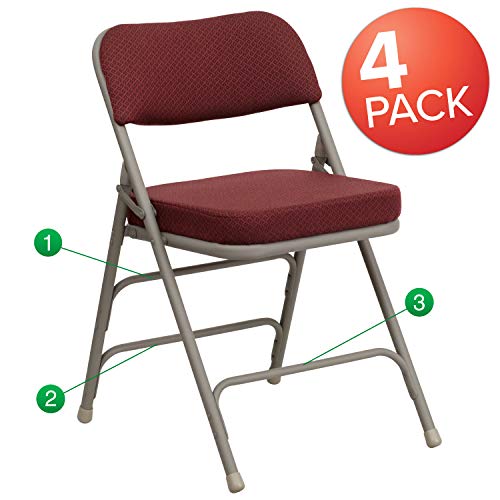 Flash Furniture 4 Pk. Chaise pliante en métal bordeaux à triple renfort et à double charnière de la série HERCULES