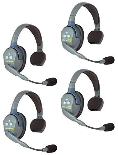 EARTEC Casque de communication sans fil Full Duplex UL4S UltraLITE pour 4 utilisateurs - 4 casques à oreille unique