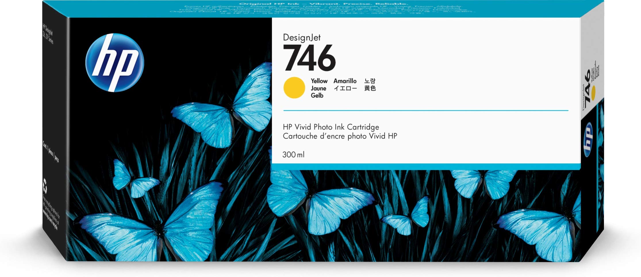 HP Cartouche d'encre authentique jaune 746 de 300 ml (P2V79A) pour imprimantes grand format DesignJet Z6 et Z9+