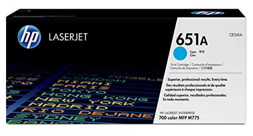 HP Cartouche de toner cyan d'origine 651A | Fonctionne avec LaserJet Enterprise 700 couleur MFP série M775 | CE341A