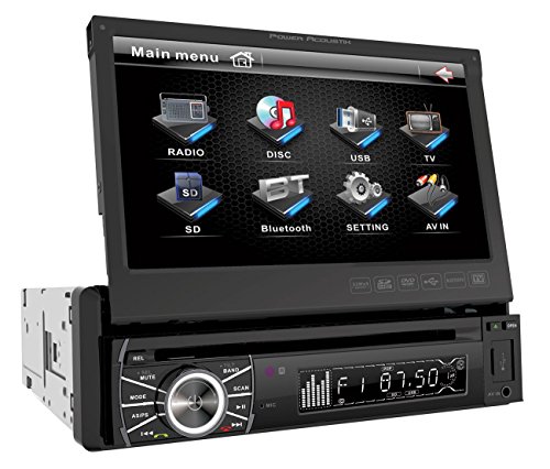 POWER ACOUSTIK Récepteur AM/FM DVD intégré au tableau de bord PTID avec écran tactile rabattable de 7 pouces avec entrée USB/SD