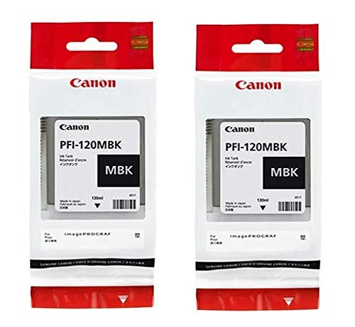 Canon PFI-120MBK 2 réservoirs d'encre noire mate pigmentée de 130 ml dans un emballage de vente au détail