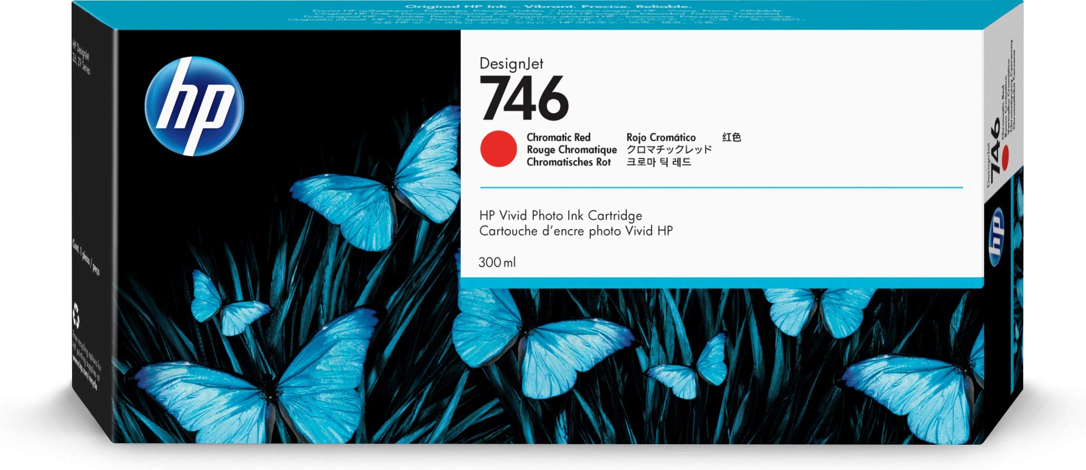 HP Cartouche d'encre authentique 746 rouge chromatique 300 ml (P2V81A) pour imprimantes grand format DesignJet Z6 et Z9+