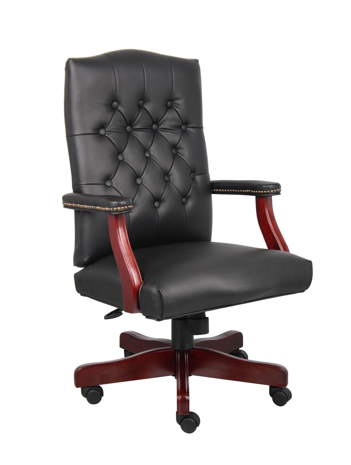 Boss Office Products Office Products Chaise de direction classique Caressoft avec finition acajou en noir