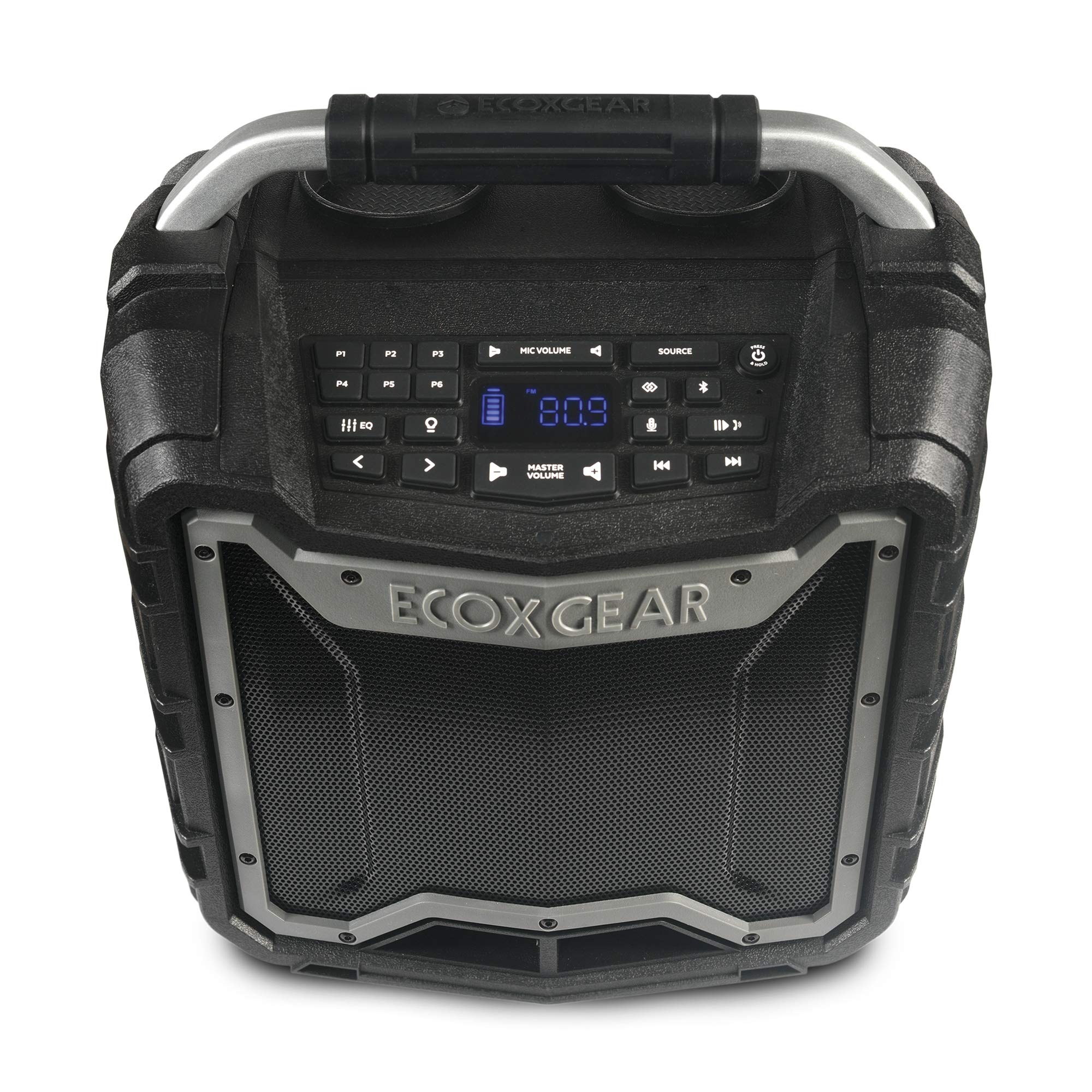 ECOXGEAR EcoTrek GDI-EXTRK210 Haut-parleur intelligent stéréo portable sans fil Bluetooth 100 W et système de sonorisation robuste et étanche (gris)
