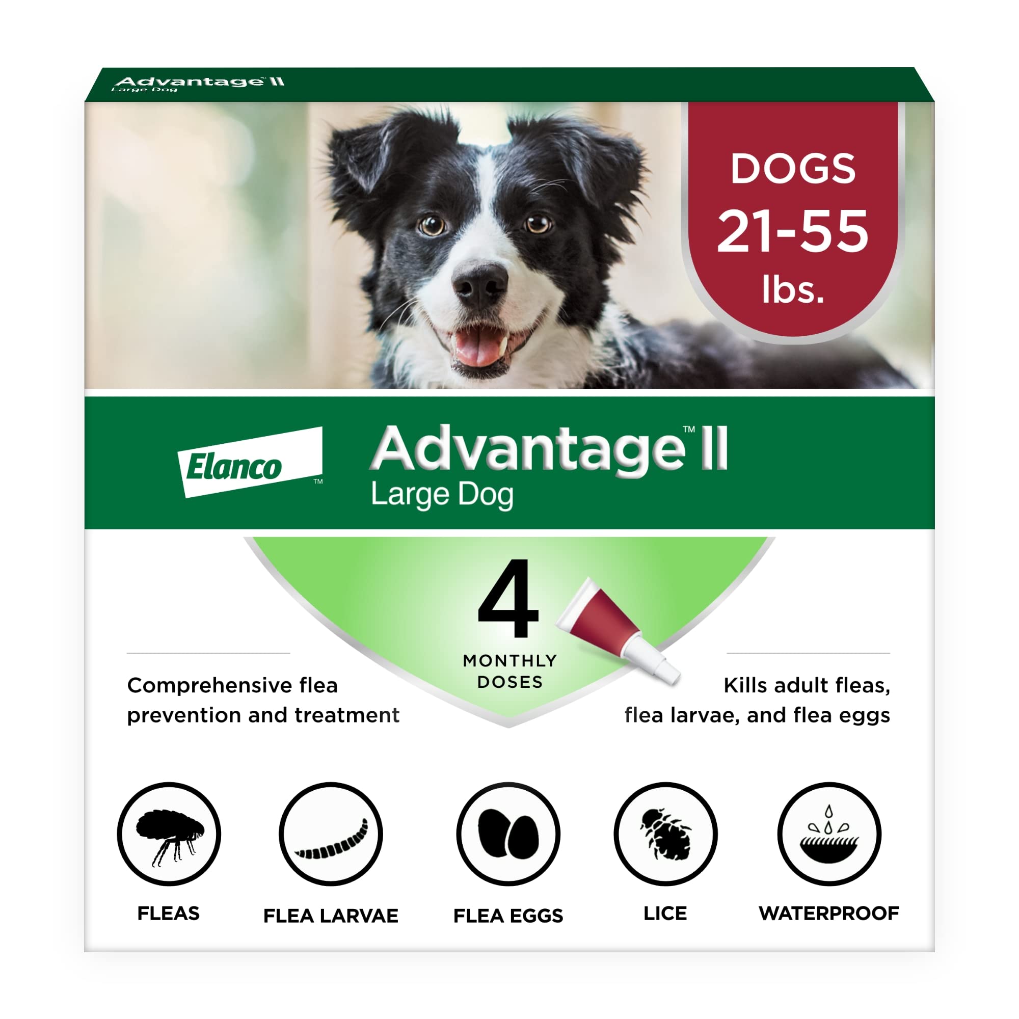 Advantage II Prévention et traitement des puces pour les grands chiens (21-55 livres)
