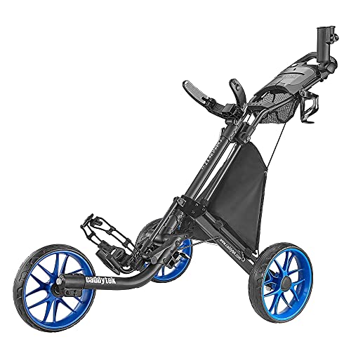CaddyTek Chariot de golf à 3 roues - Chariot de golf pliable et léger avec frein à pied - Facile à ouvrir et à fermer