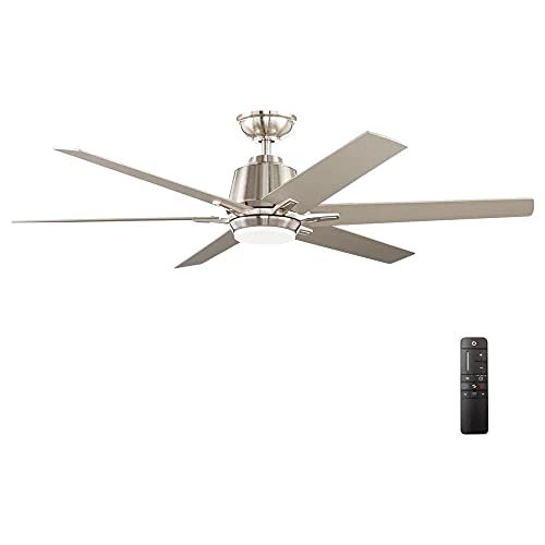 Home Decorators Collection YG493A-BN Kensgrove Ventilateur de plafond intérieur nickel brossé à DEL intégré de 54 po avec kit d'éclairage et télécommande