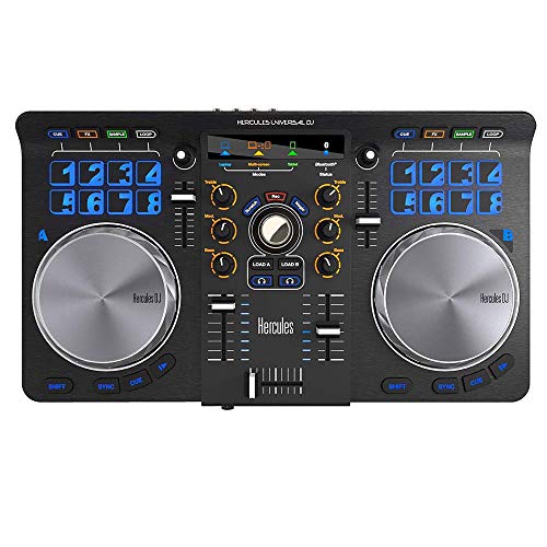 Hercules DJ Hercule Universal DJ | Contrôleur DJ Bluetooth + USB avec intégration sans fil pour tablette et smartphone avec logiciel DJ complet DJUCED inclus