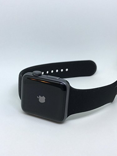 Apple Montre Series 2 pour iPhone - Boîtier en aluminium gris sidéral de 42 mm avec bracelet sport noir