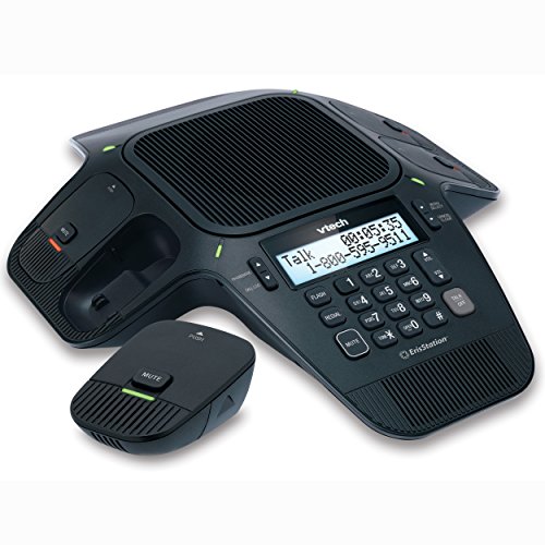 Vtech VCS704 ErisStation DECT 6.0 Téléphone de conférence avec quatre micros sans fil utilisant la technologie sans fil Orbitlink