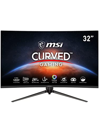 MSI Optix AG321CQR 16: 9 Format d'image Antireflet Cadre super étroit 1 ms 2560 x 1440 (QHD) Taux de rafraîchissement de 165 Hz Réglage de l'inclinaison Free Sync 32 'Moniteur de jeu incurvé