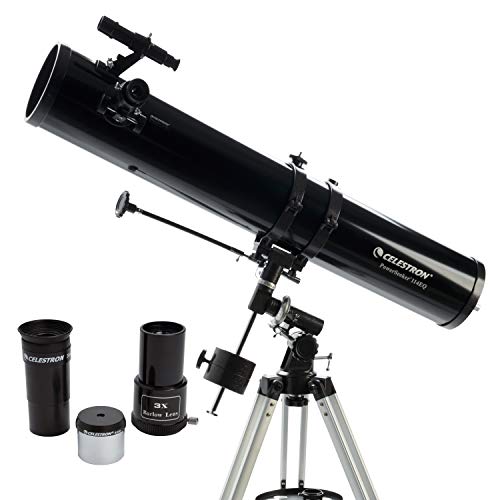 Celestron - Télescope PowerSeeker 114EQ - Télescope équatorial allemand manuel pour les débutants - Compact et portable - Progiciel d'astronomie BONUS - Ouverture de 114 mm