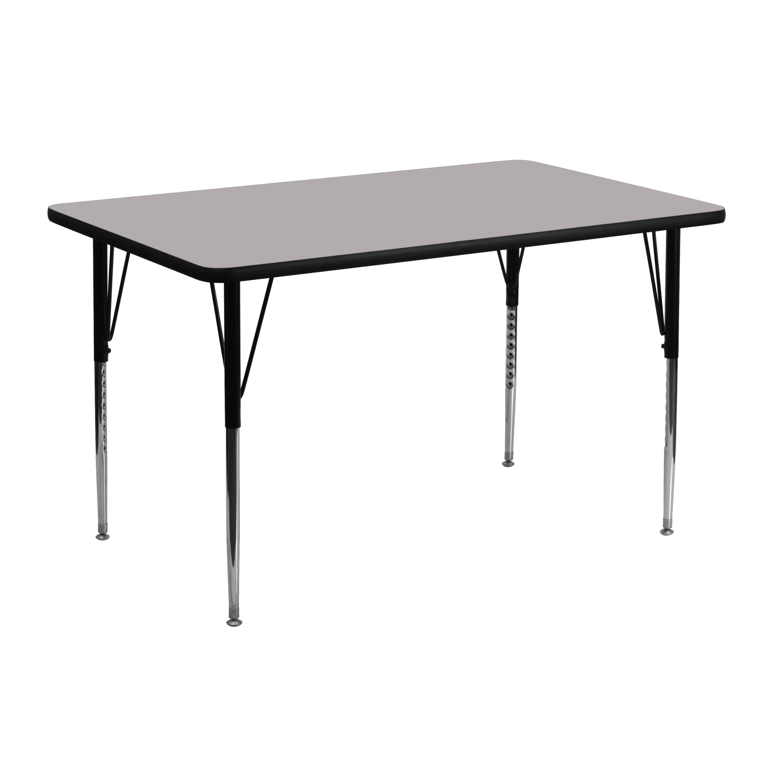 Flash Furniture 24 Table d'activités rectangulaire avec plateau en stratifié thermofusionné gris/pieds réglables en hauteur standard