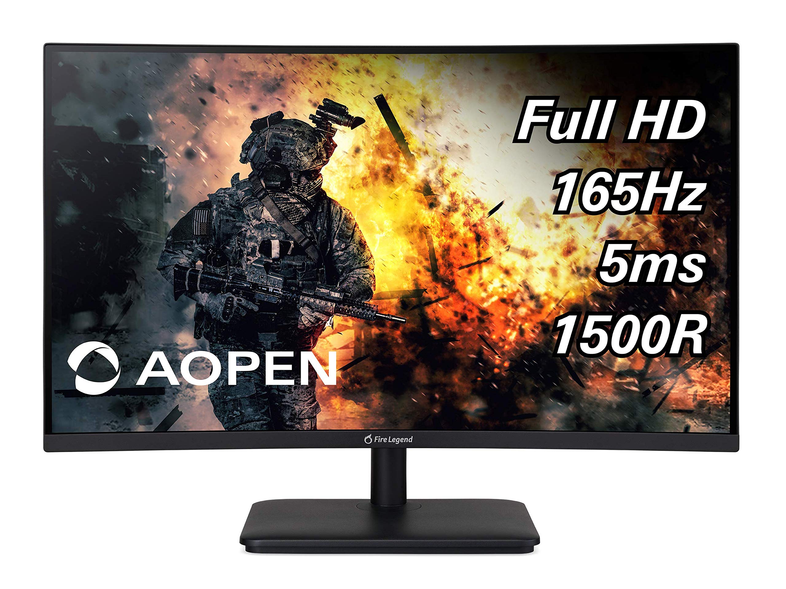 AOPEN Moniteur de jeu incurvé Zero-Frame Full HD (1920 x 1080) | Technologie AMD FreeSync | Jusqu'à 75Hz