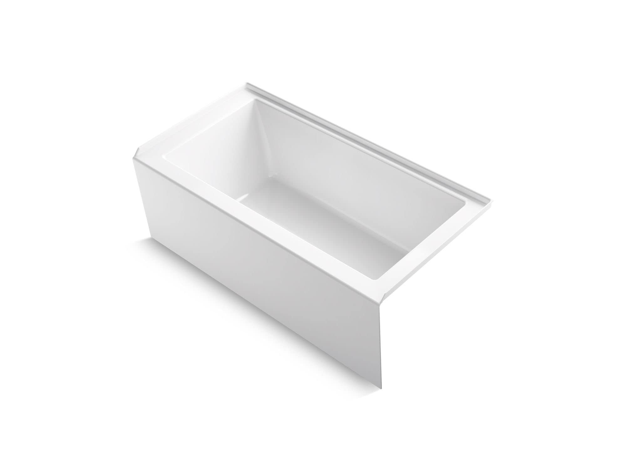 KOHLER K-20201-RA Underscore Rectangle 60-Inch x 30-Inch Alcove Bath with Integral apron, integral flange and right hand drain, White