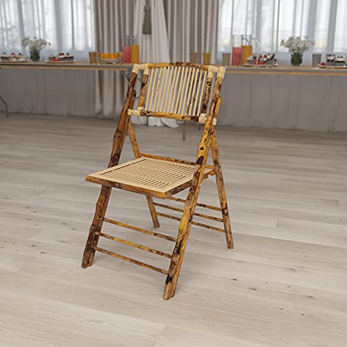 Flash Furniture Lot de 4 chaises pliantes en bambou Ame...