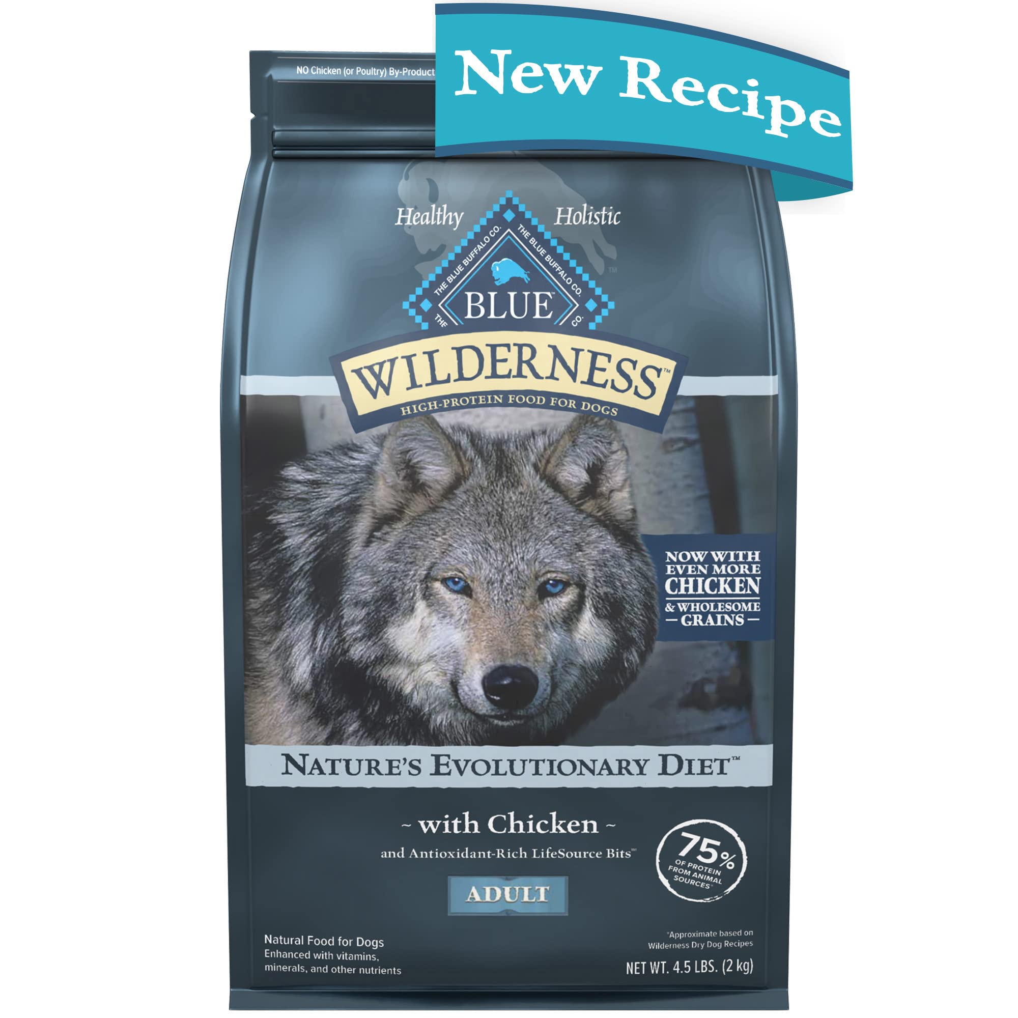 Blue Buffalo Nourriture sèche naturelle pour chiens adultes Wilderness à haute teneur en protéines et céréales saines
