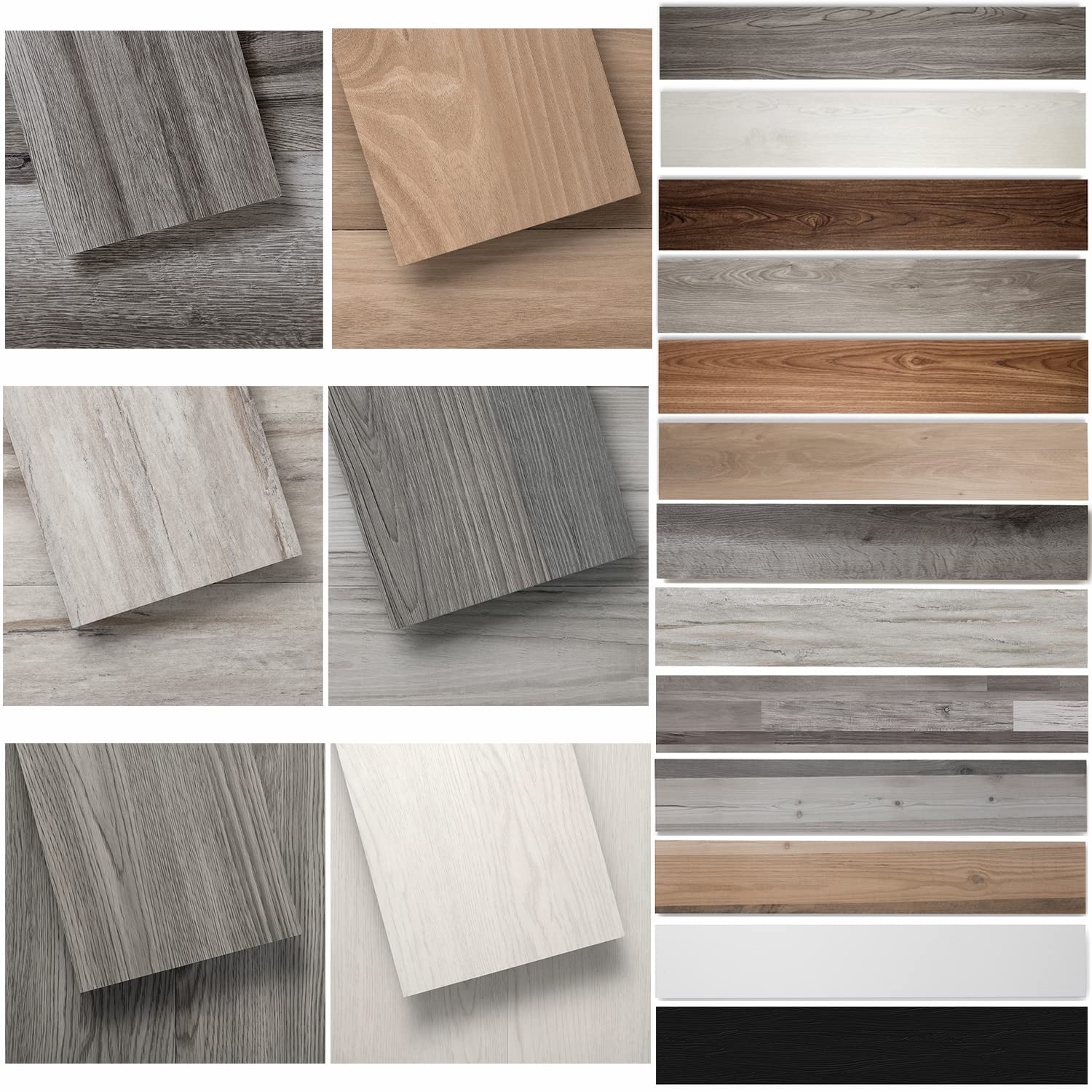 Lucida Surfaces Carreaux de sol en vinyle de luxe | Décollez et collez les carreaux de sol pour une installation de bricolage | 36 planches aspect bois | BaseCore | 54 m². Pieds